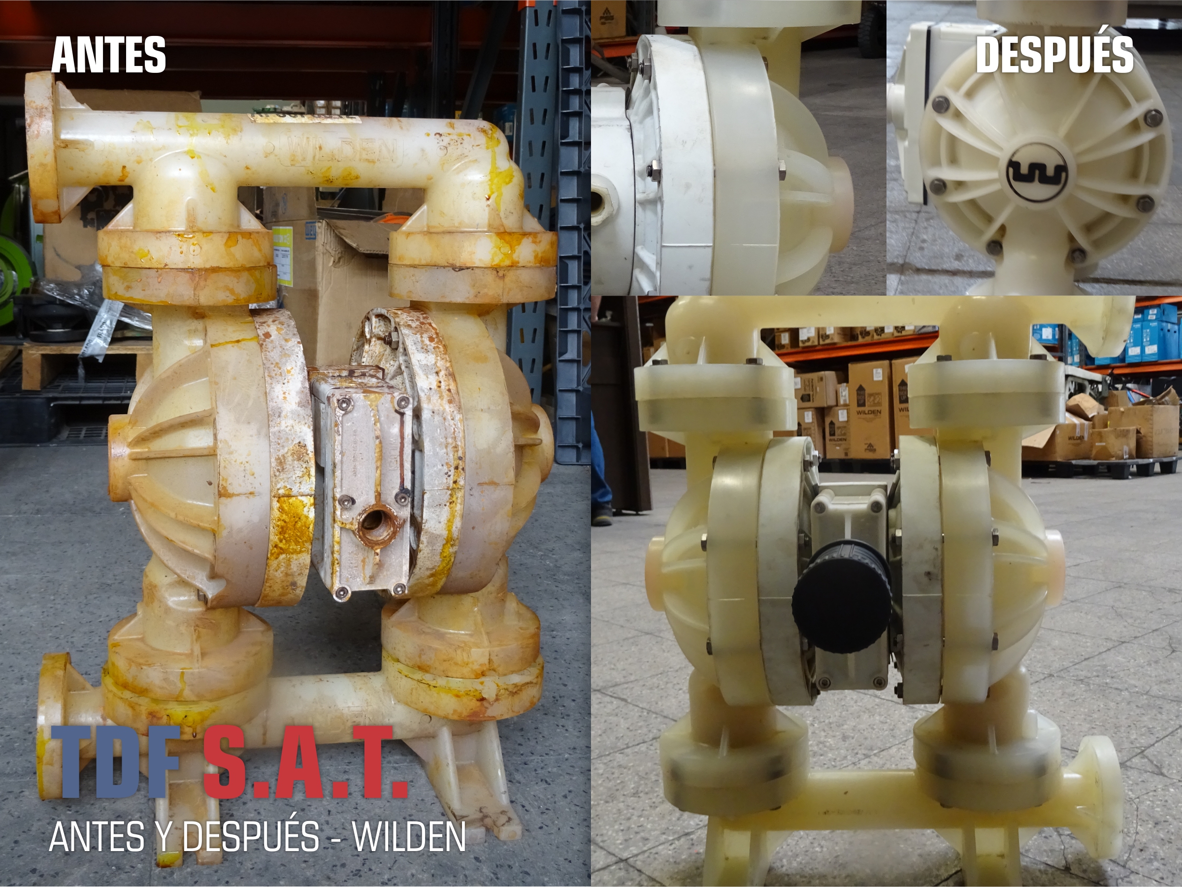 ANTES Y DESPUÉS - BOMBA PLÁSTICA WILDEN